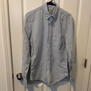 J. Crew Tailored Cut Blue and White Gingham Button-Down Shirt